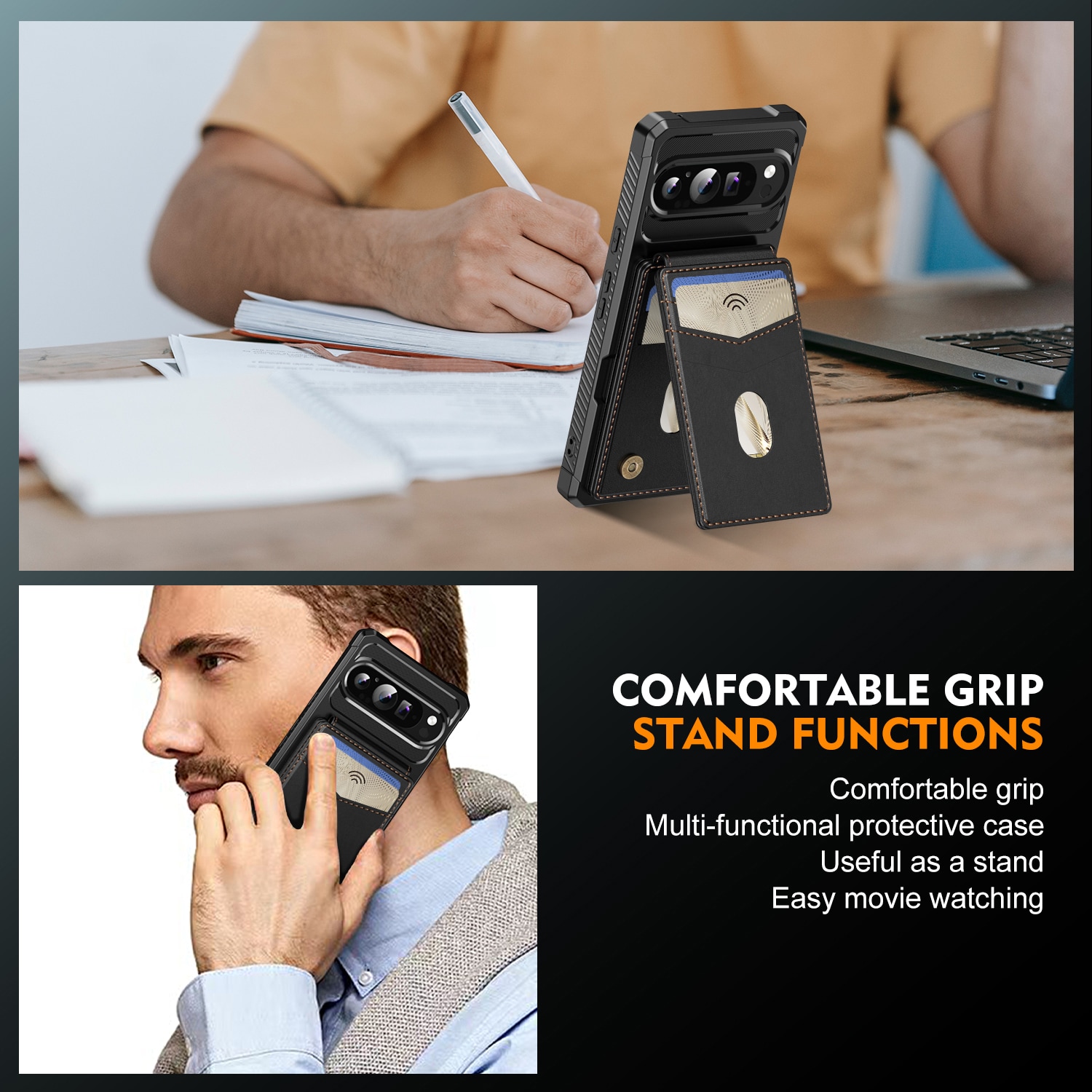 Magnetiskt skal med korthållare Google Pixel 10 Svart