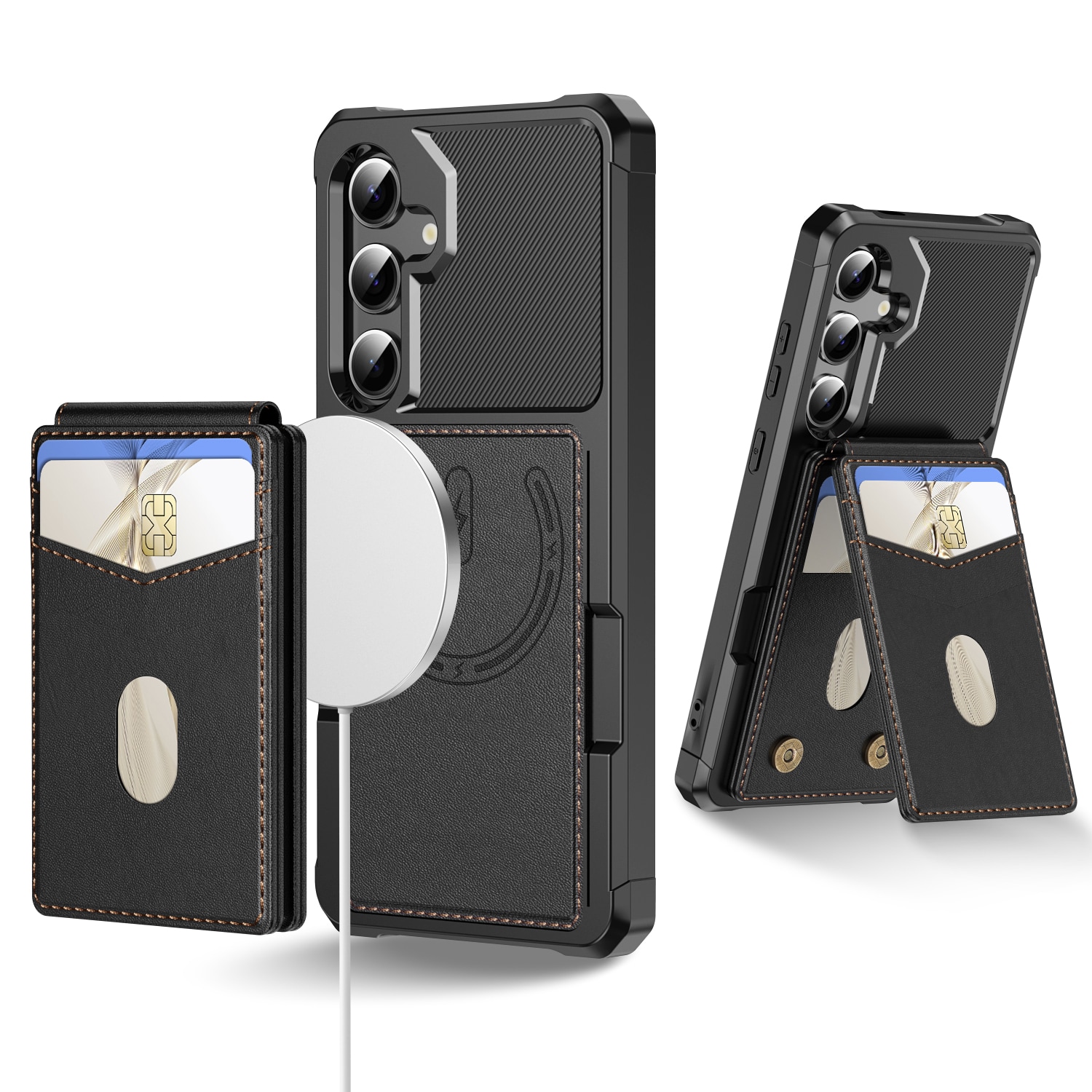 Magnetiskt skal med korthållare Samsung Galaxy S24 Svart