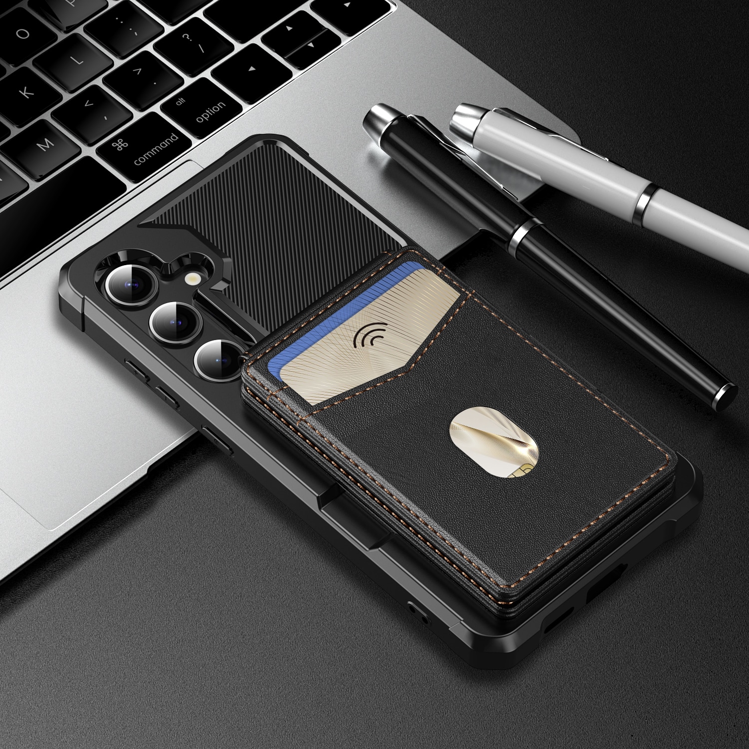 Magnetiskt skal med korthållare Samsung Galaxy S24 Svart