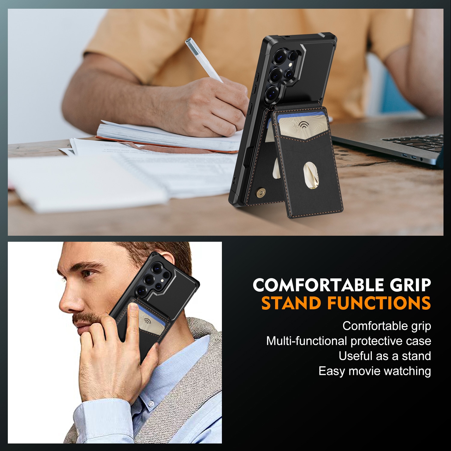 Magnetiskt skal med korthållare Samsung Galaxy S24 Ultra Svart