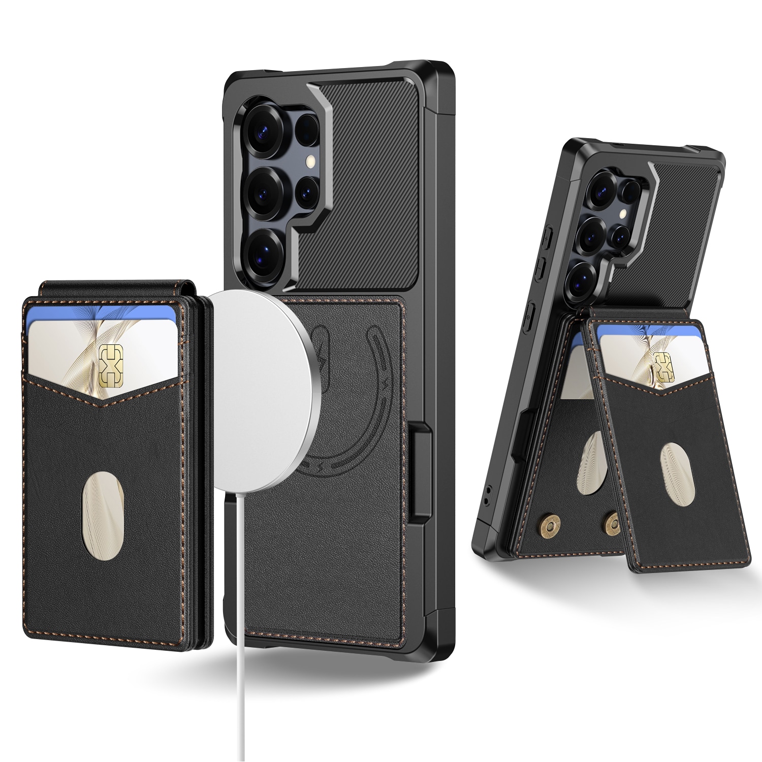 Magnetiskt skal med korthållare Samsung Galaxy S25 Ultra Svart