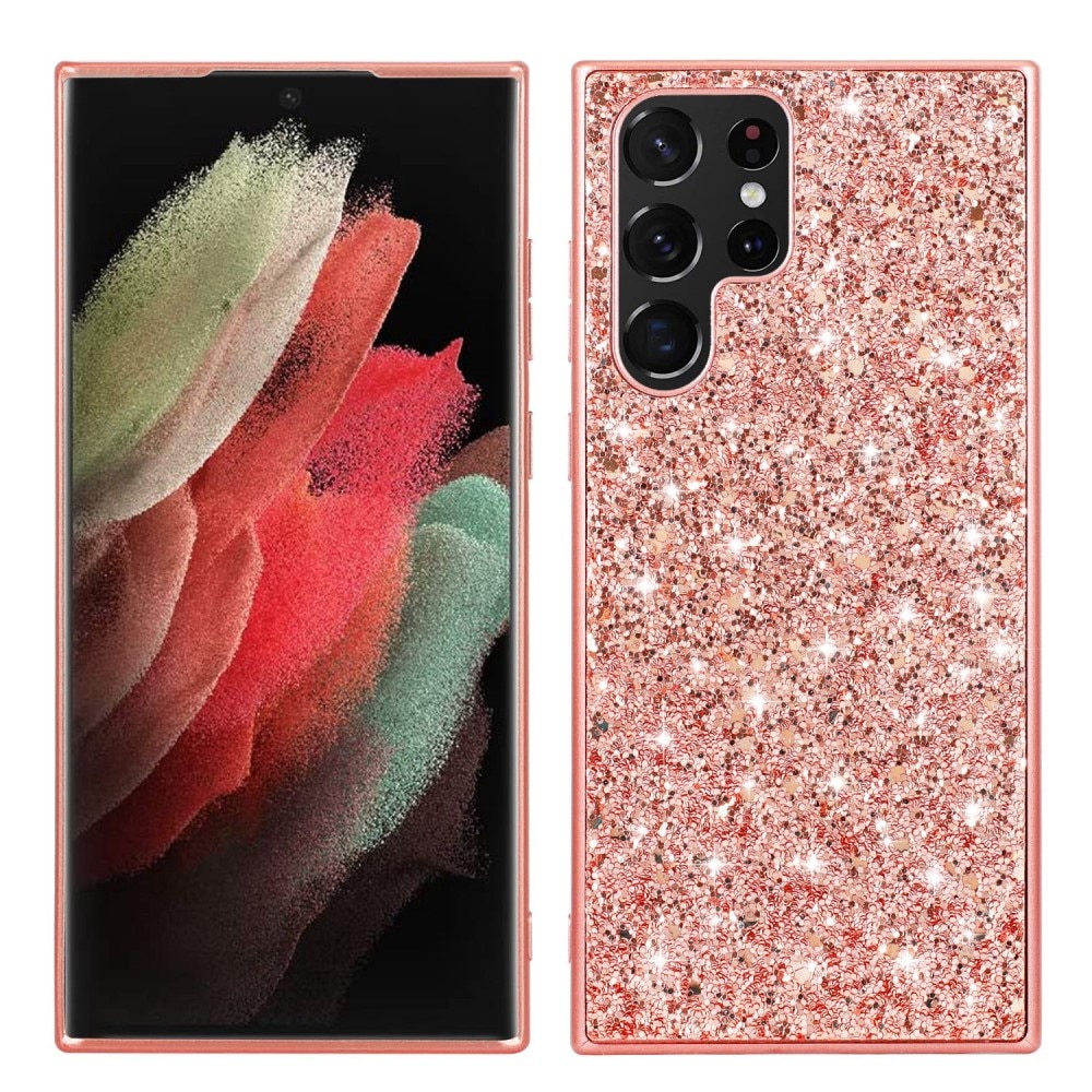 Glitterskal Samsung Galaxy S23 Ultra roséguld