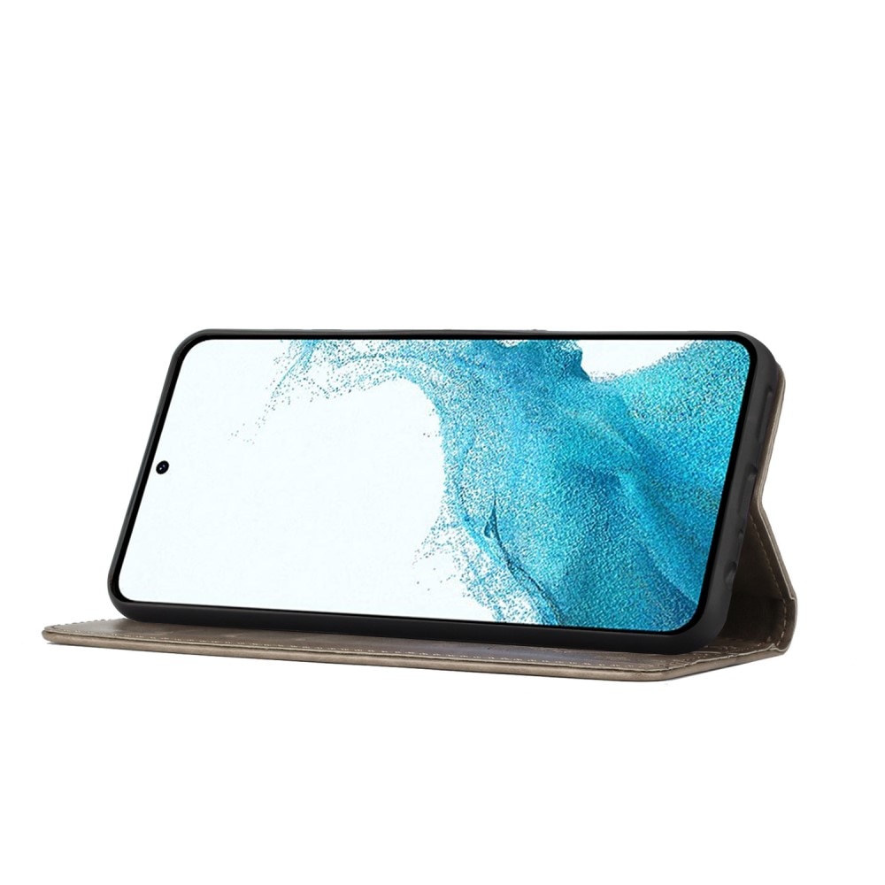 Läderfodral Fjärilar Samsung Galaxy S23 grå
