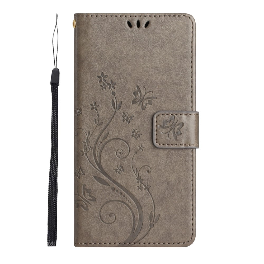Läderfodral Fjärilar Samsung Galaxy S23 Grå