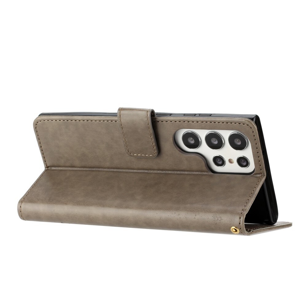 Läderfodral Fjärilar Samsung Galaxy S23 Ultra Grå