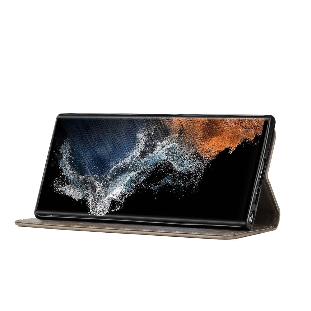 Läderfodral Fjärilar Samsung Galaxy S23 Ultra Grå