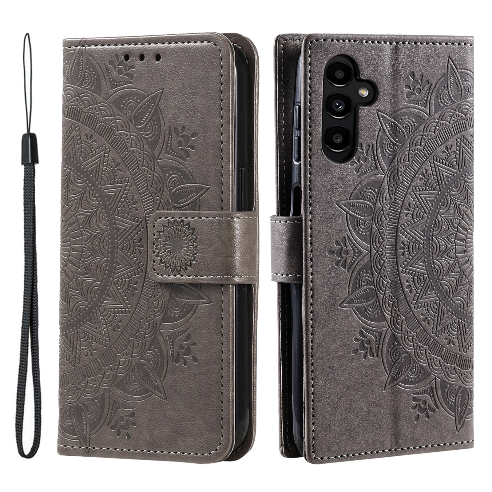 Läderfodral Mandala Samsung Galaxy A37 Grå