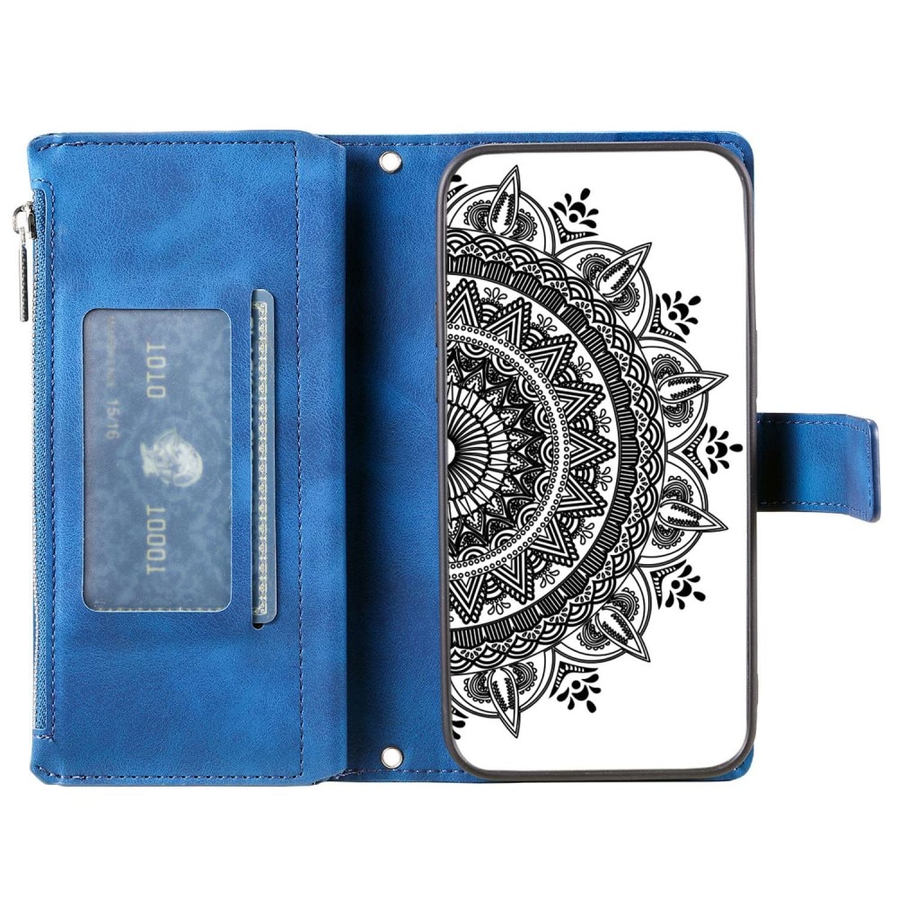 Plånboksväska iPhone 14 Mandala blå