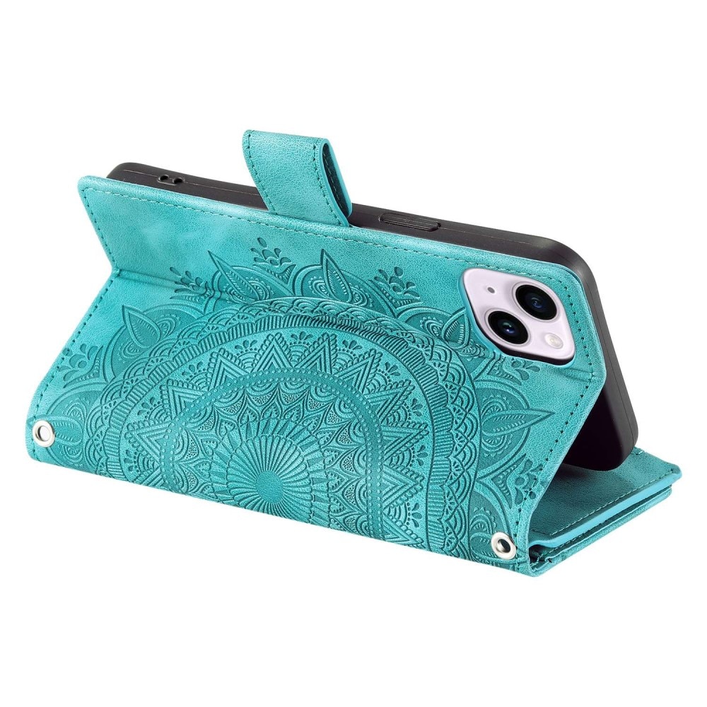 Plånboksväska iPhone 14 Mandala grön