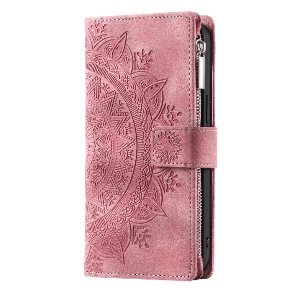 Plånboksväska iPhone 14 Mandala rosa