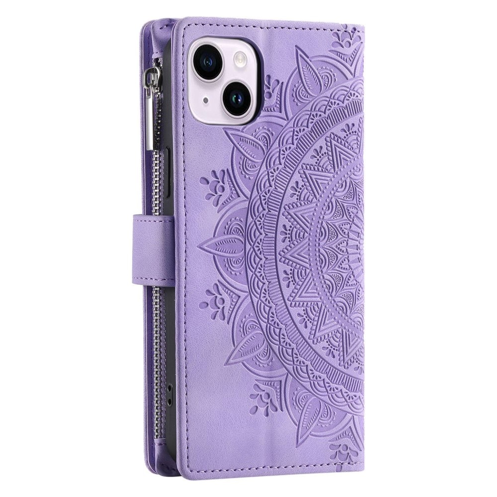 Plånboksväska iPhone 14 Mandala lila