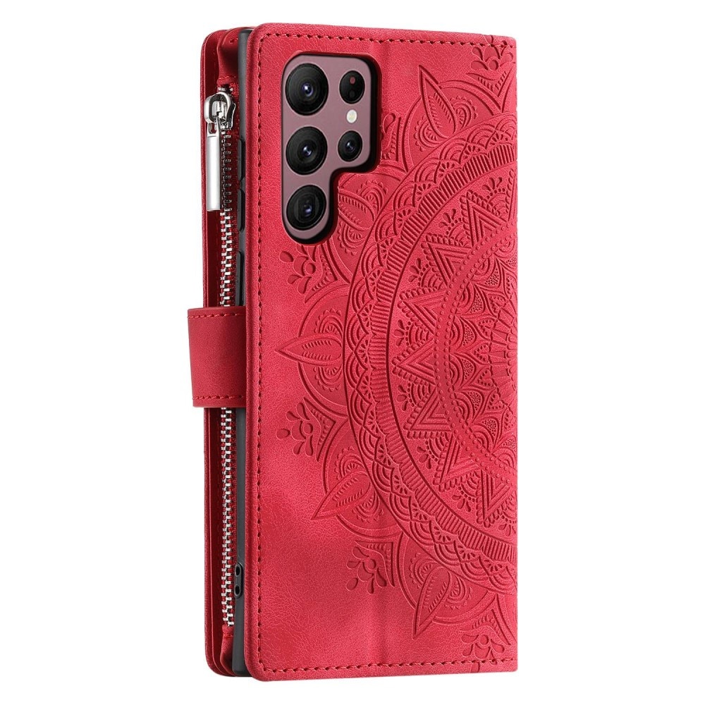 Plånboksväska Samsung Galaxy S23 Ultra Mandala röd