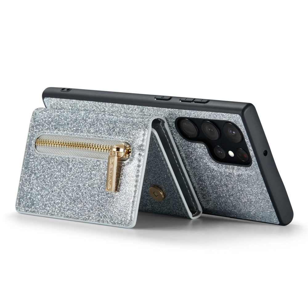 Magnetic Card Slot Case Samsung Galaxy S23 Ultra Glitter silver