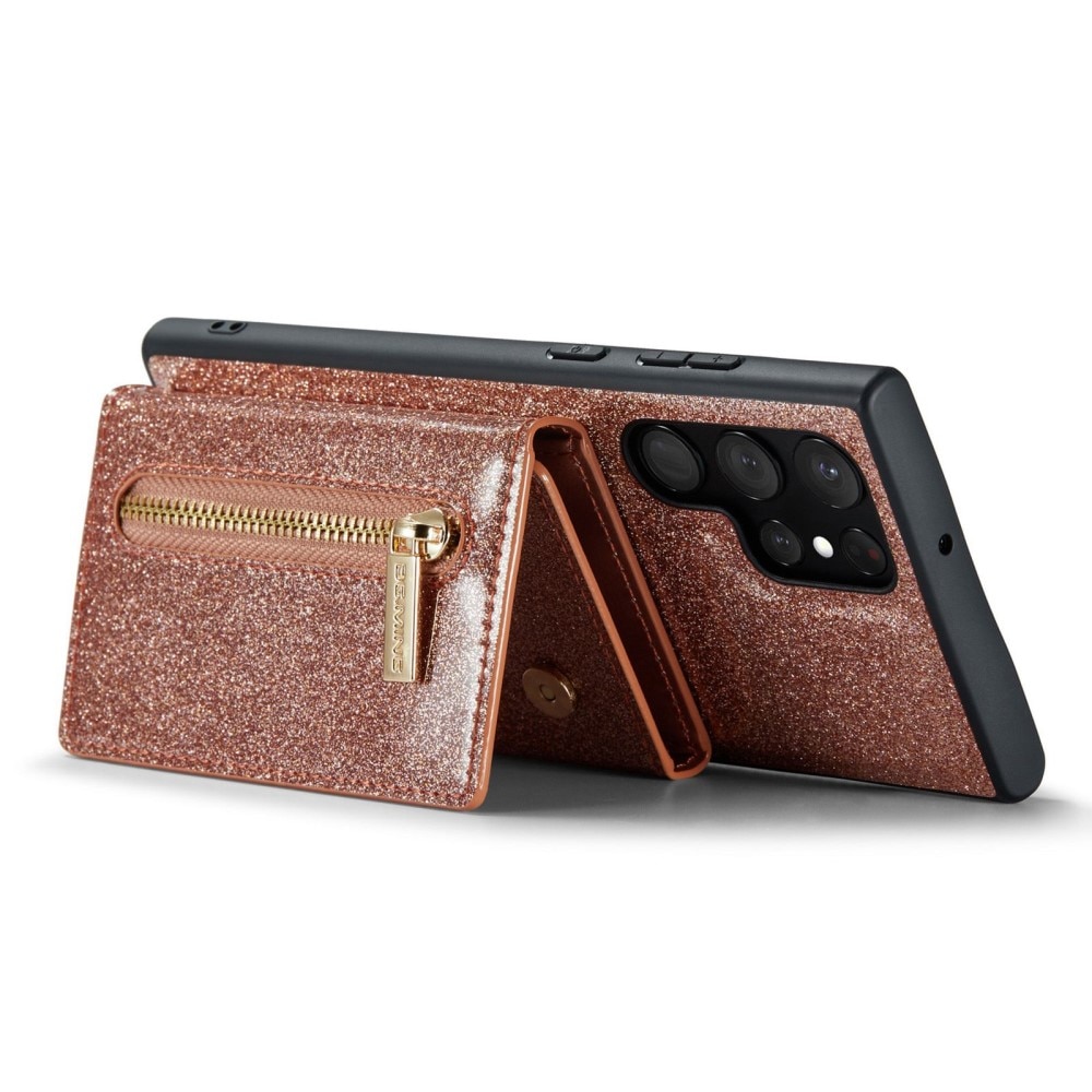 Magnetic Card Slot Case Samsung Galaxy S23 Ultra Glitter roséguld