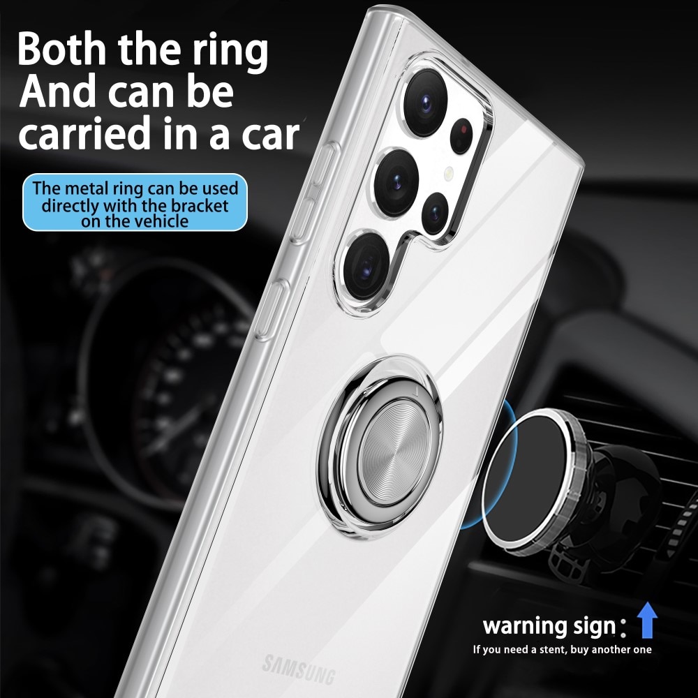 TPU Skal Finger Ring Kickstand Samsung Galaxy S23 Ultra transparent