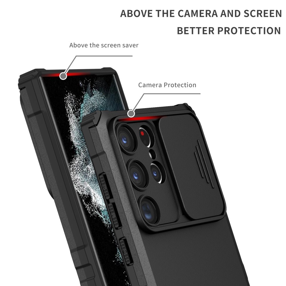 Samsung Galaxy S23 Ultra Kickstand Skal Kameraskydd svart