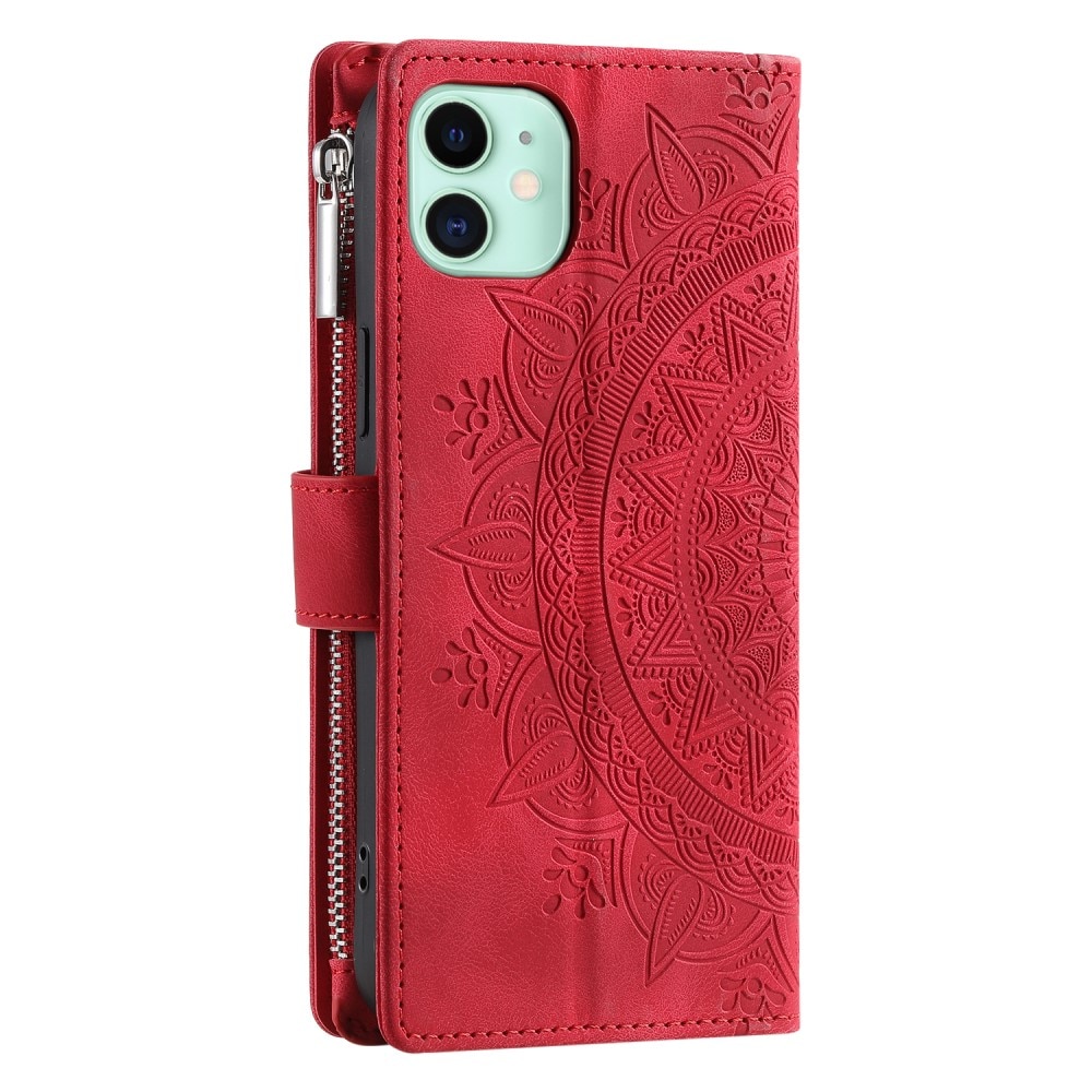 Plånboksväska iPhone 12 Mini Mandala röd