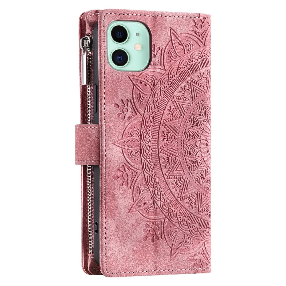 Plånboksväska iPhone 12 Mini Mandala rosa