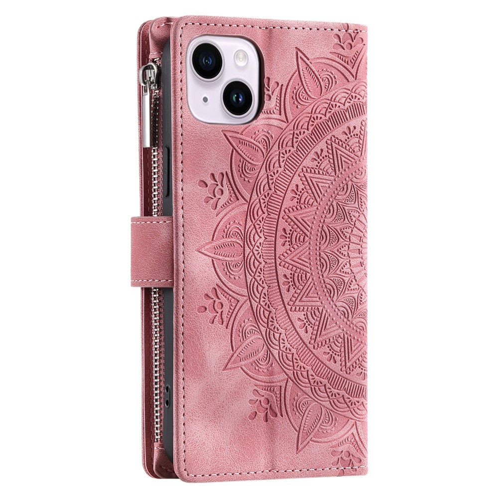 Plånboksväska iPhone 13 Mini Mandala rosa