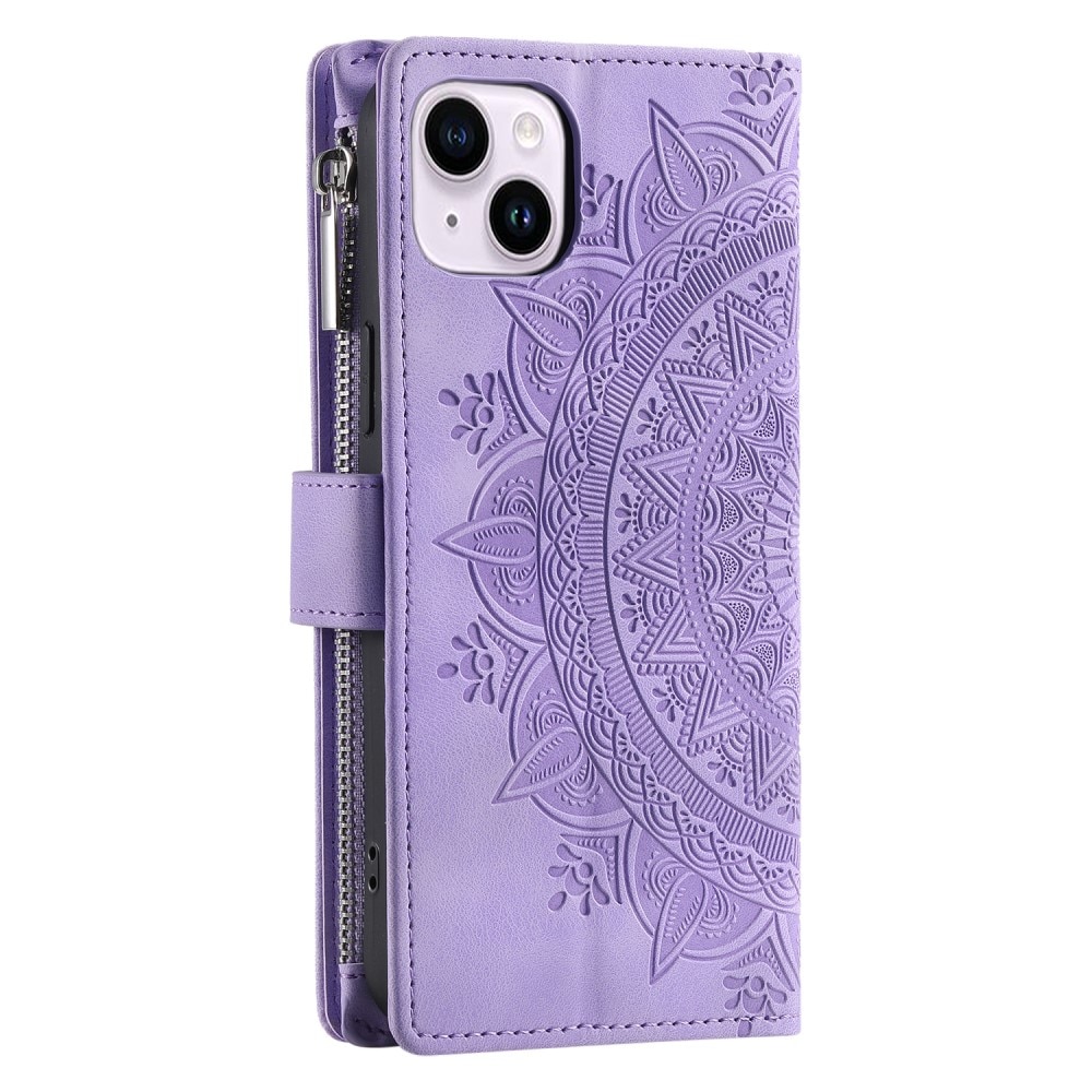 Plånboksväska iPhone 13 Mini Mandala lila