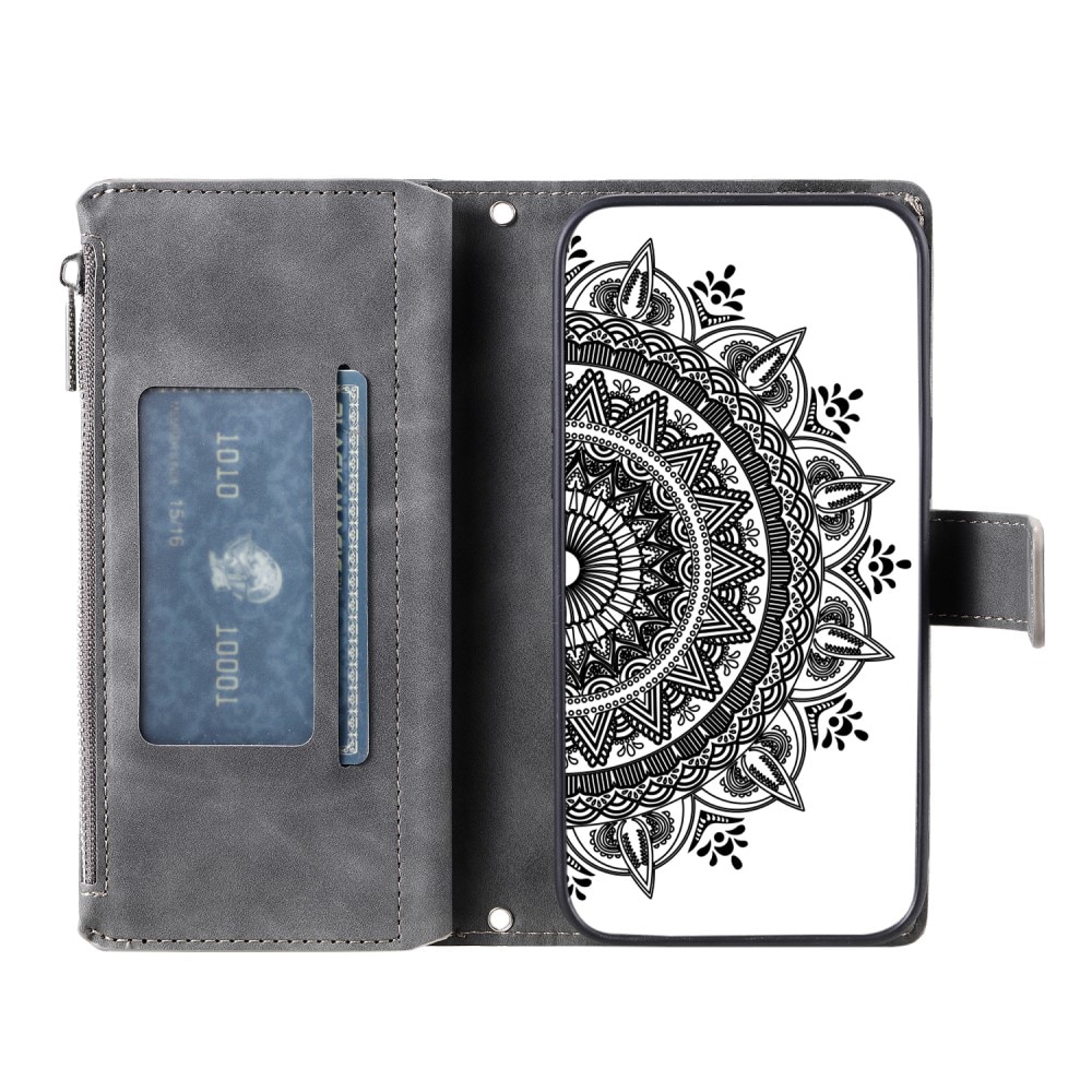 Plånboksväska iPhone 13 Mini Mandala grå