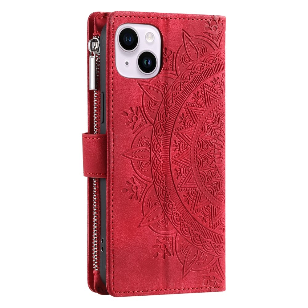 Plånboksväska iPhone 13 Mini Mandala röd