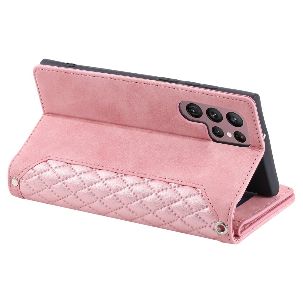 Plånboksväska Samsung Galaxy S23 Ultra Quilted Rosa