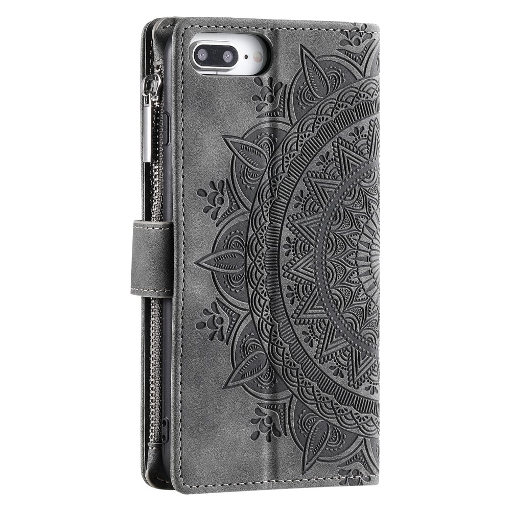 Plånboksväska iPhone 7 Plus/8 Plus Mandala grå