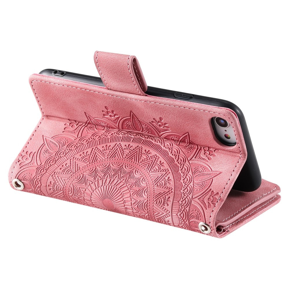 Plånboksväska iPhone SE (2022) Mandala rosa