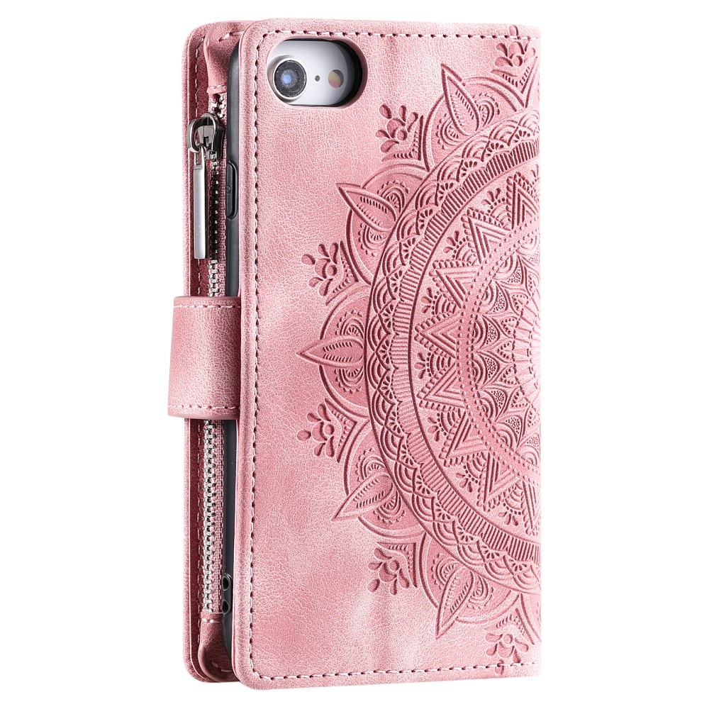 Plånboksväska iPhone SE (2020) Mandala rosa