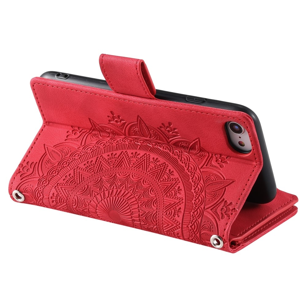 Plånboksväska iPhone SE (2022) Mandala röd