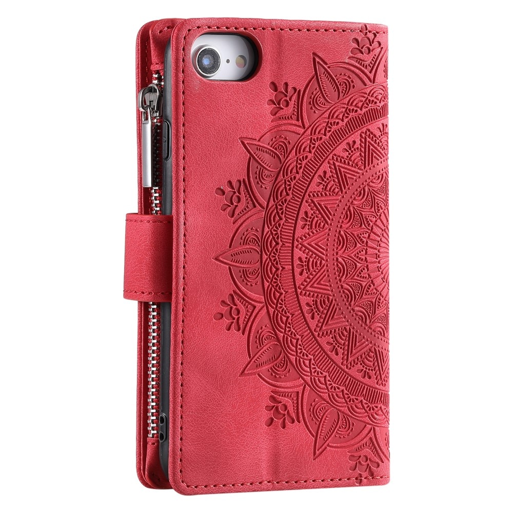 Plånboksväska iPhone 7 Mandala röd