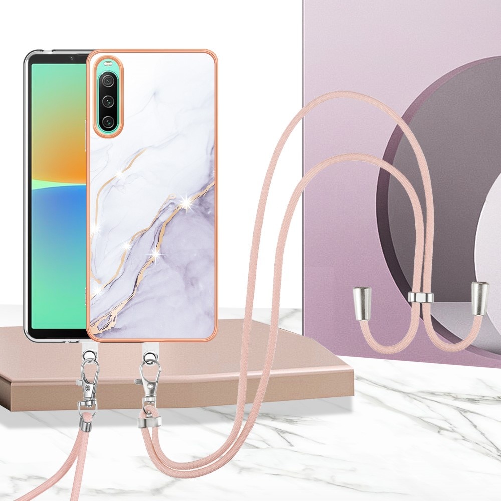 Skal Halsband Sony Xperia 10 IV vit marmor