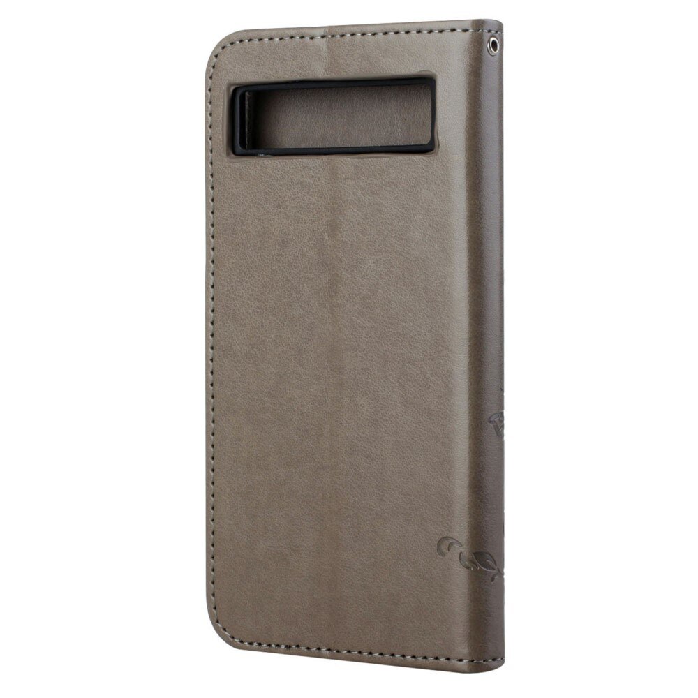 Läderfodral Fjärilar Google Pixel 7a Grå
