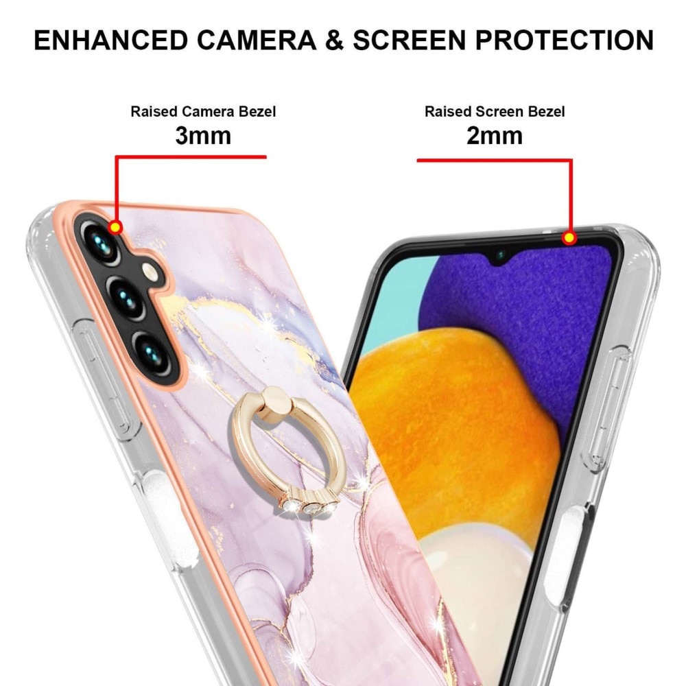 TPU Skal Finger Ring Kickstand Samsung Galaxy A34 rosa marmor