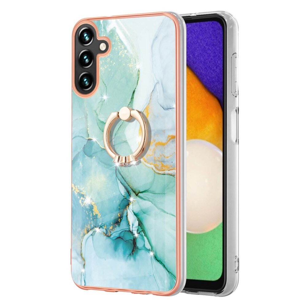 TPU Skal Finger Ring Kickstand Samsung Galaxy A54 grön marmor