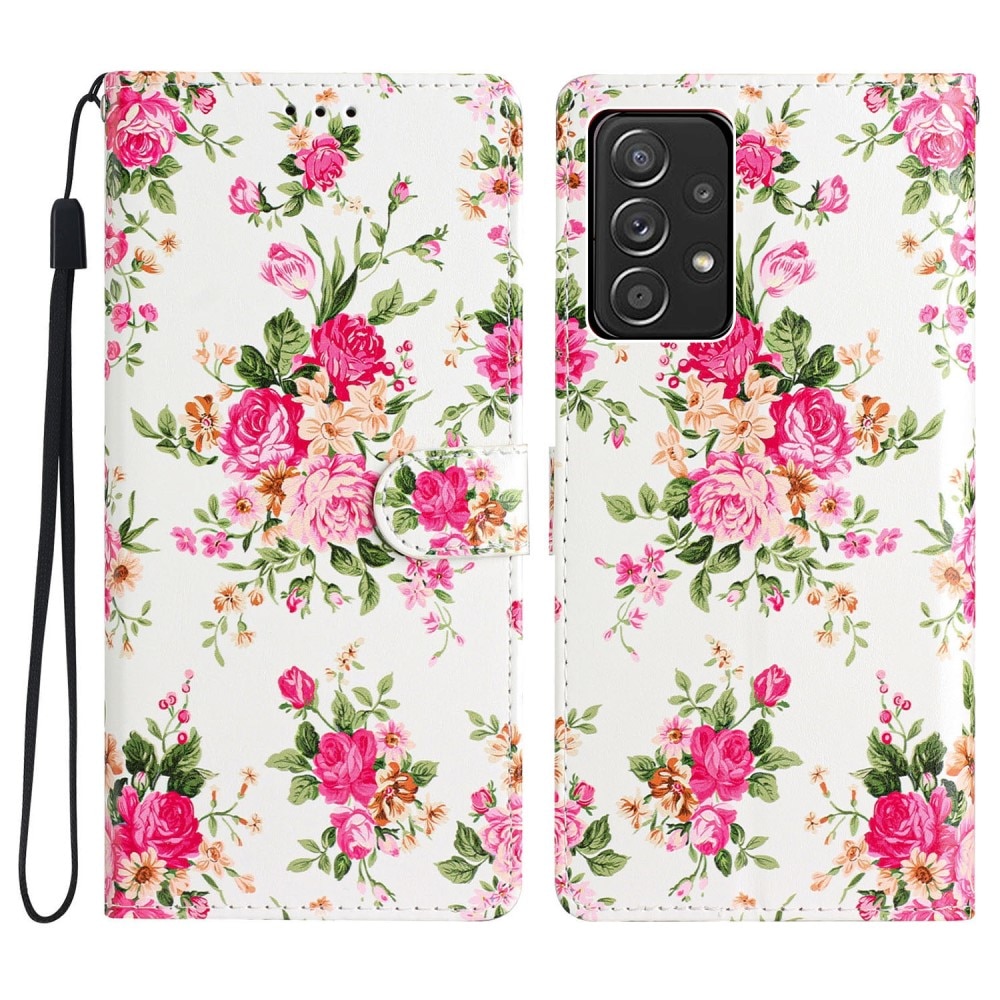 Mobilfodral Samsung Galaxy A53 rosa blommor