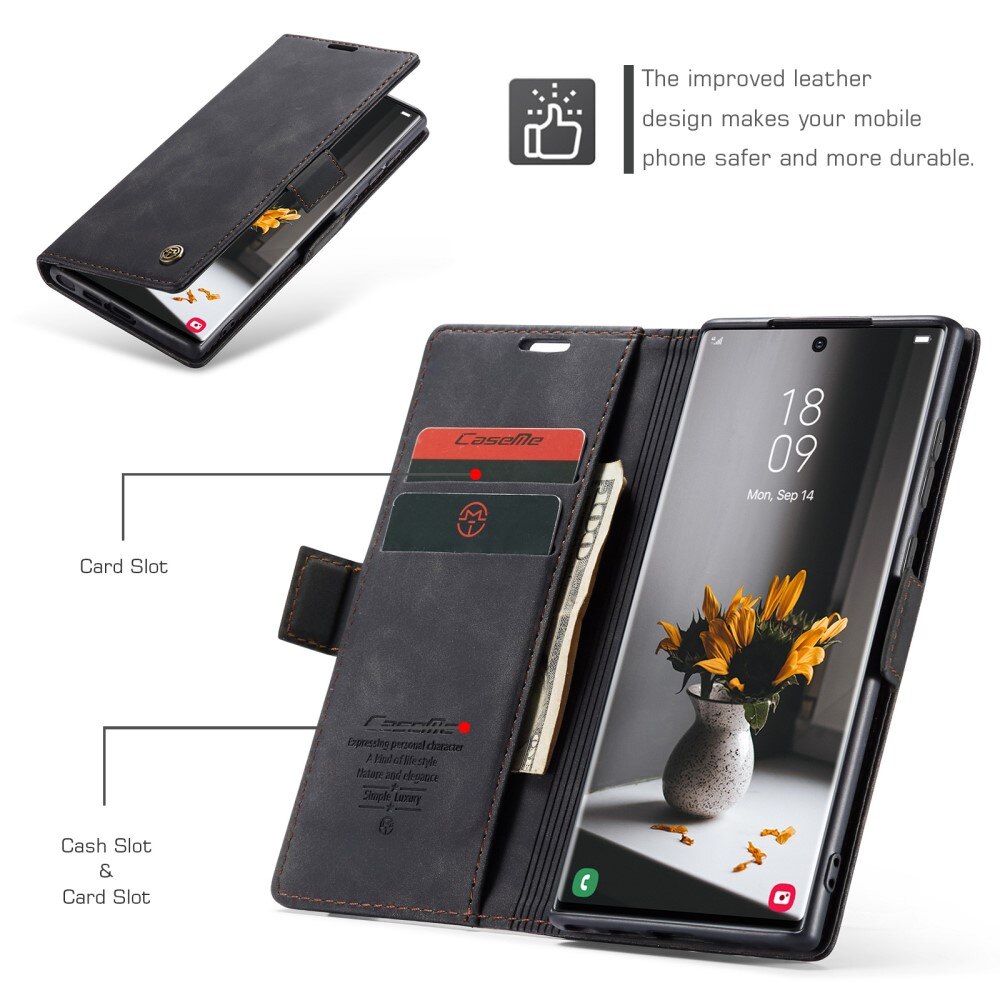 Slim Plånboksfodral Samsung Galaxy S23 Ultra Svart