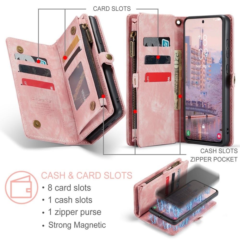 Multi-slot Plånboksfodral Samsung Galaxy S23 Plus Rosa