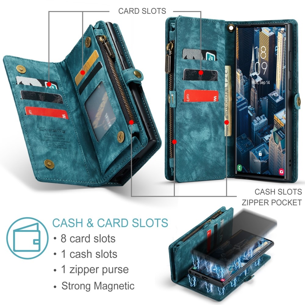 Multi-slot Plånboksfodral Samsung Galaxy S23 Ultra blå