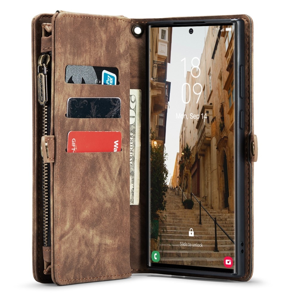 Multi-slot Plånboksfodral Samsung Galaxy S23 Ultra brun