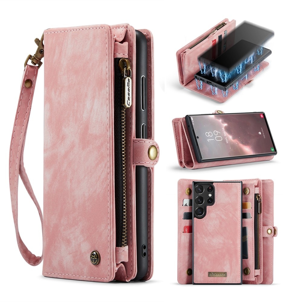 Multi-slot Plånboksfodral Samsung Galaxy S23 Ultra Rosa