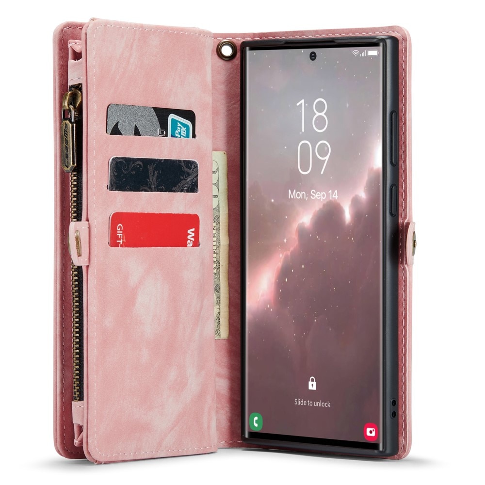Multi-slot Plånboksfodral Samsung Galaxy S23 Ultra Rosa