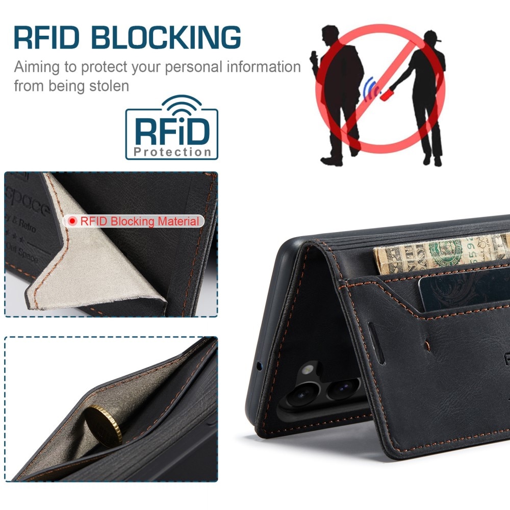 Plånboksfodral RFID-skydd Samsung Galaxy S23 Plus svart