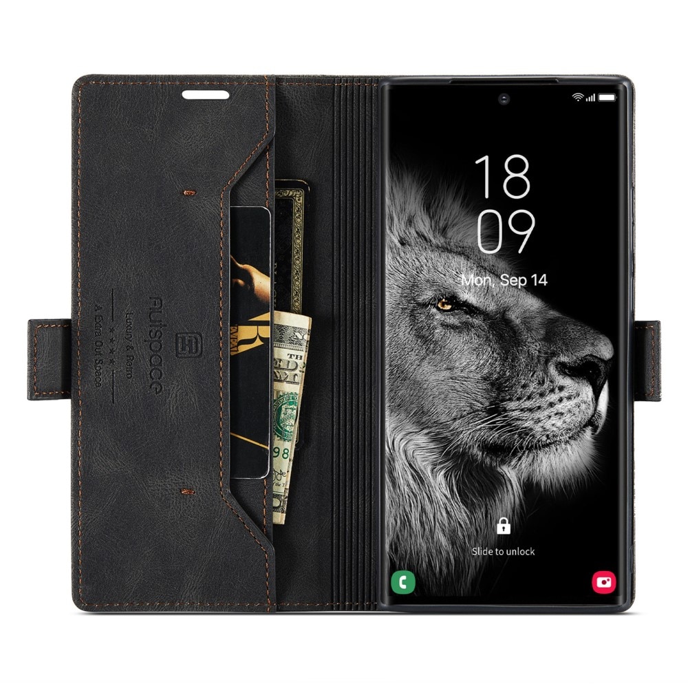 Plånboksfodral RFID-skydd Samsung Galaxy S23 Ultra svart