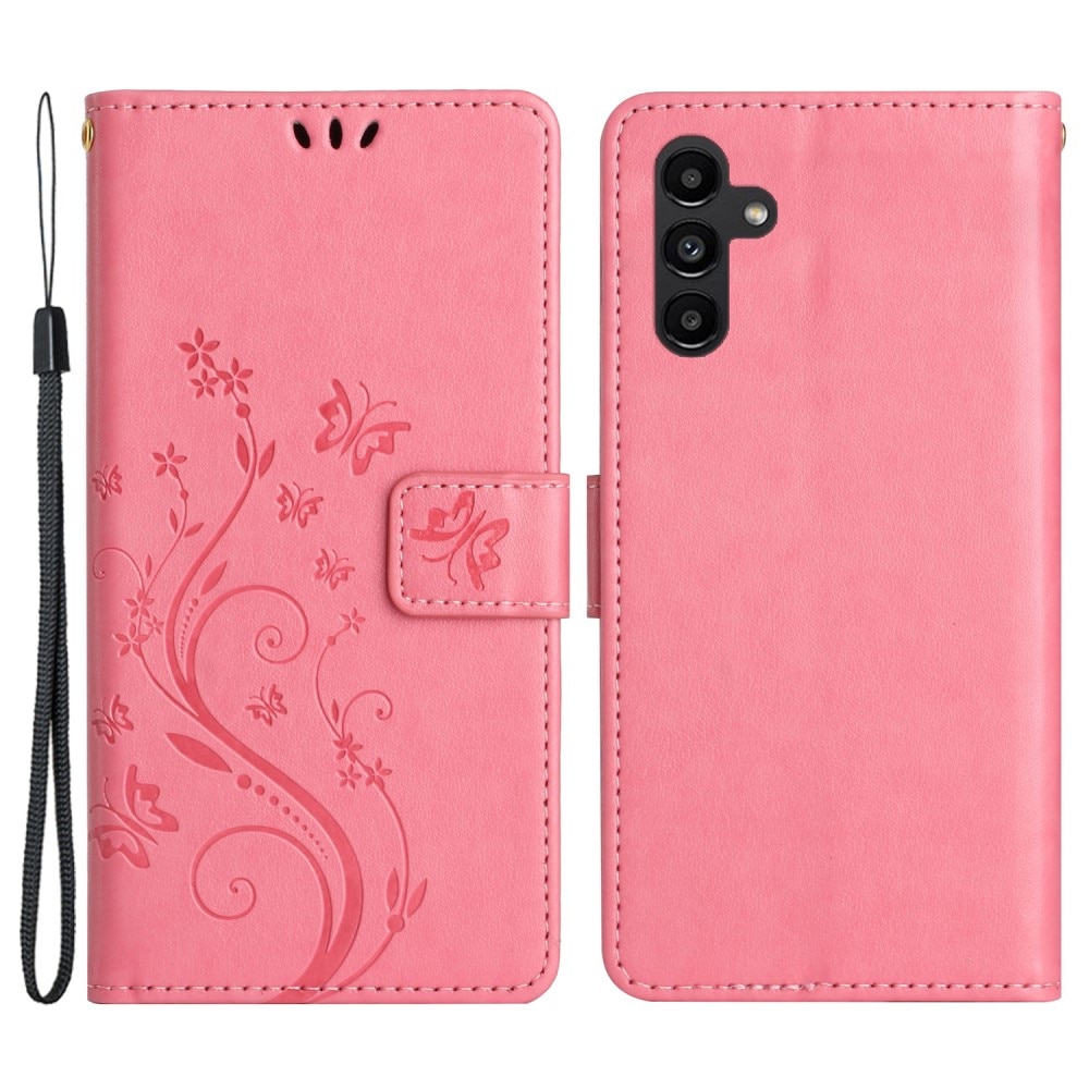 Läderfodral Fjärilar Samsung Galaxy A54 Rosa