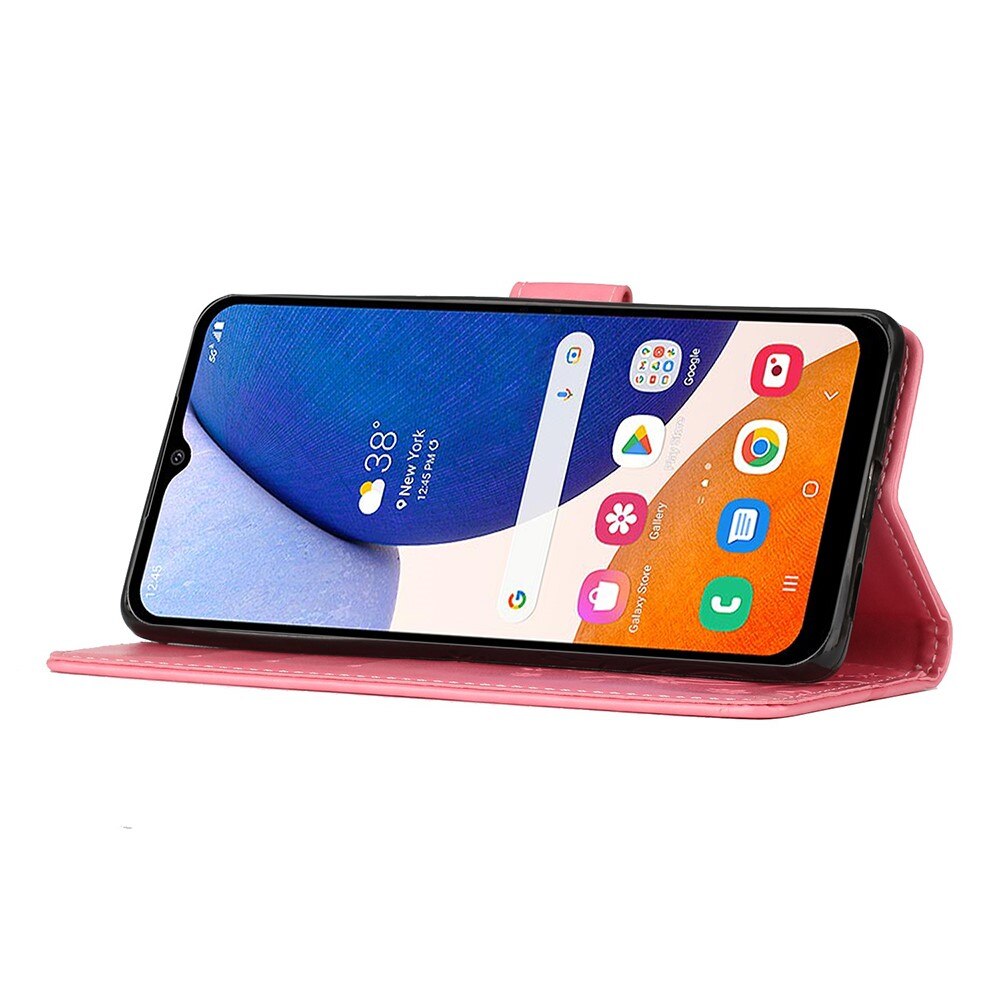 Läderfodral Fjärilar Samsung Galaxy A54 rosa