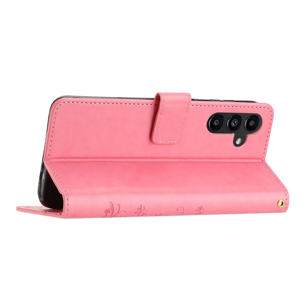 Läderfodral Fjärilar Samsung Galaxy A54 Rosa
