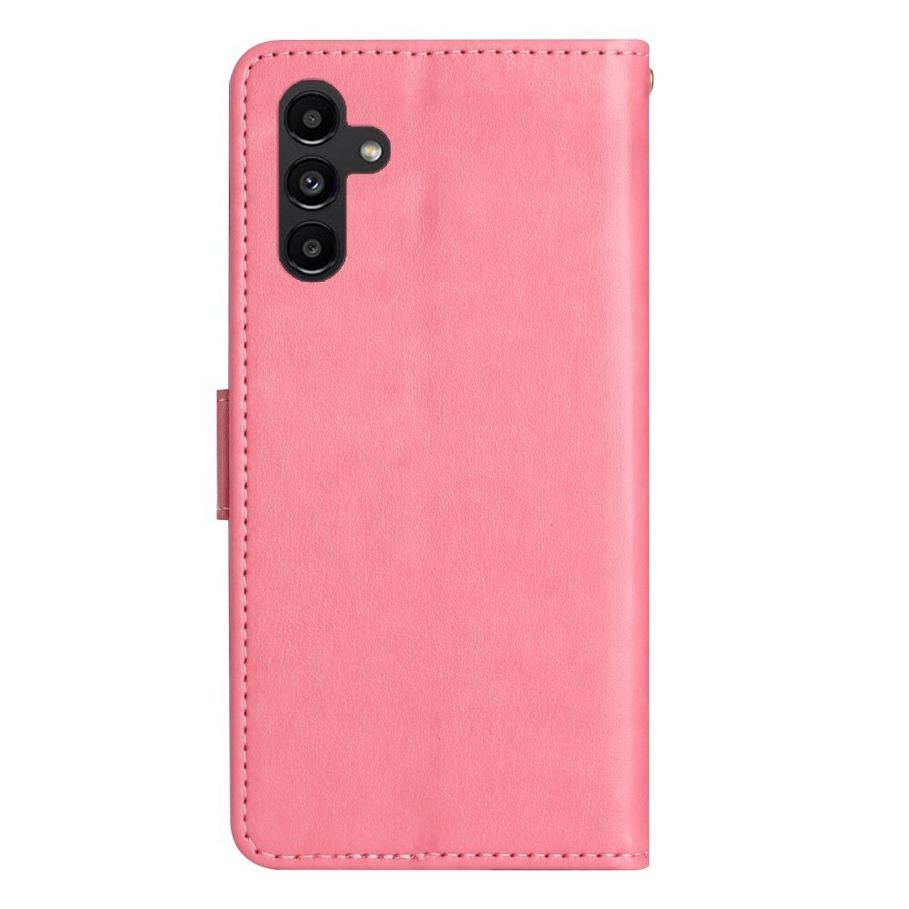 Läderfodral Fjärilar Samsung Galaxy A54 rosa