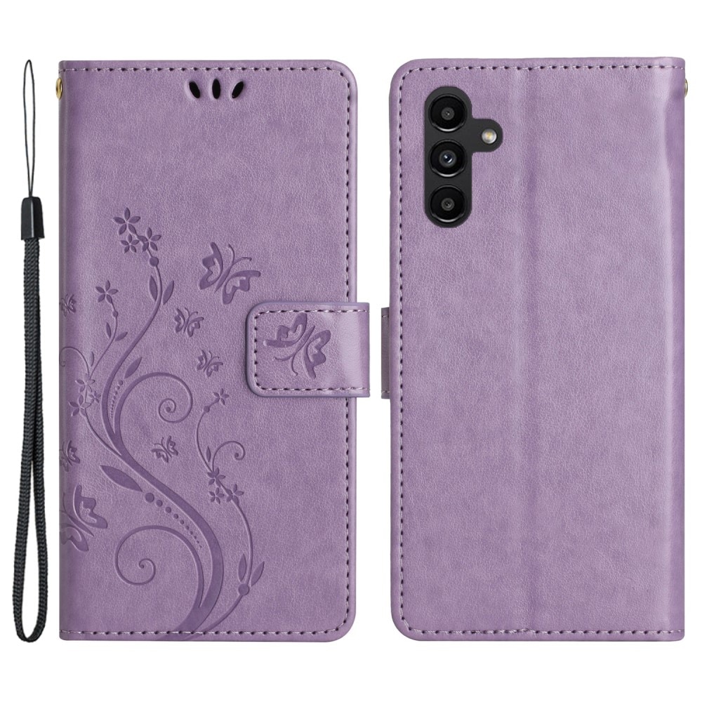 Läderfodral Fjärilar Samsung Galaxy A54 lila